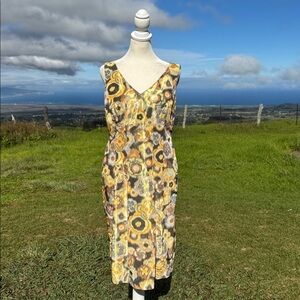 Lafayette 148 Retro Abstract Floral Sleveless Sheath Dress Knee length Madmen 10